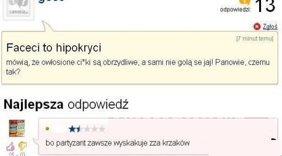 Pyta się dlaczego faceci nie golą jaj! ZOBACZ co jej napisali na forum! :)