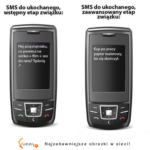 SMS od ukochanego w różnych etapach związku :D