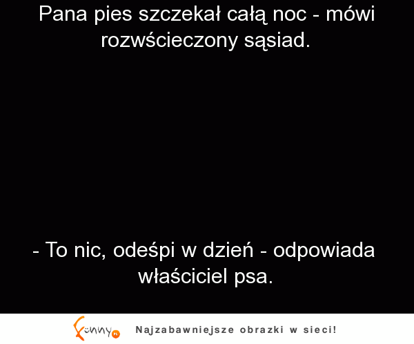 Pana pies szczekał całą noc... Co na to sąsiad.. PADNIESZ heheh