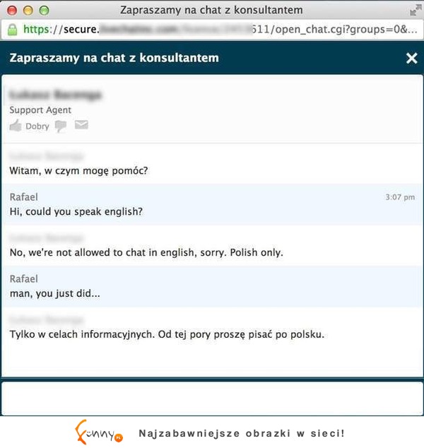 Chat z konsultantem tylko w celach informacyjnych ;D MASAKRA!.