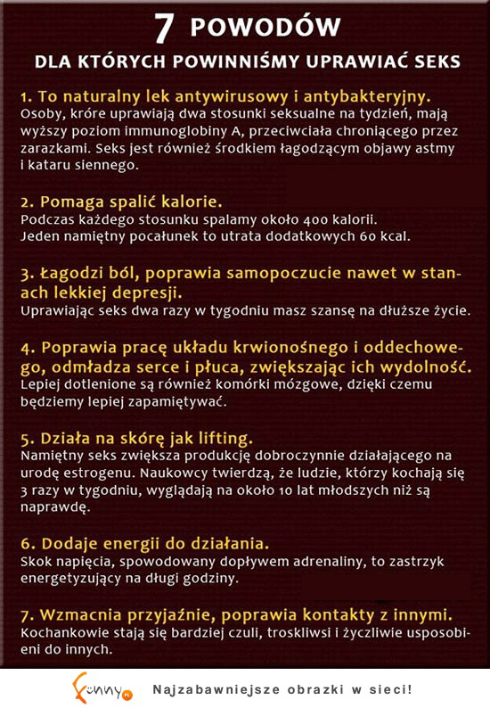 7 powodów dla których powinniśmy UPRAWIAĆ SEKS!