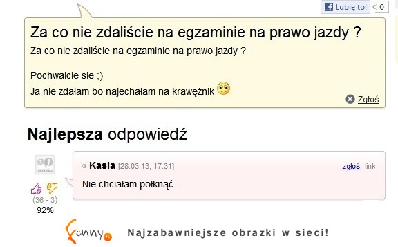 Zapytała na forum o powód oblania prawo jazdy, zobacz co jej odpisała, HAHA! :D