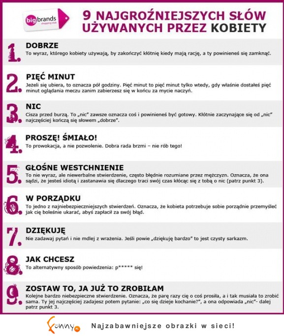 9 najgroźniejszych słów używanych przez kobiety. :D