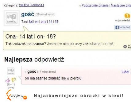 ONA ma 14 LAT a ON 18 Taki związek ma szanse? ZOBACZ co napisali na forum! HAHA :D