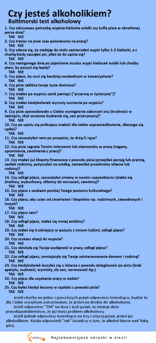 Czy jesteś alkoholikiem? Zrób sobie test i podziel się wynikiem ze znajomymi!