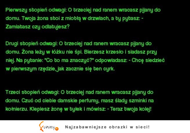 Poznaj koniecznie TRZY STOPNIE odwagi gdy wracasz do domu PIJANY! Najlepszy jest pierwszy! :D