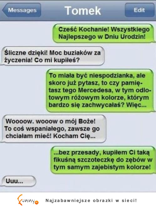 SMS od chłopaka! Prawie dostała ZAWAŁU ze szczęscia! :)