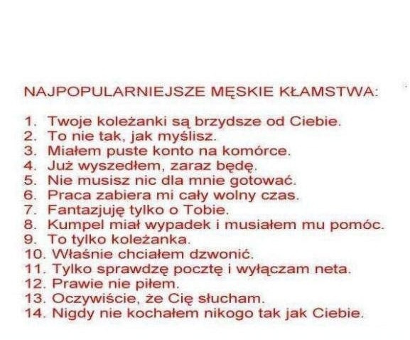 Zobacz najpopularniejsze męskie kłamstwa! Wrrr