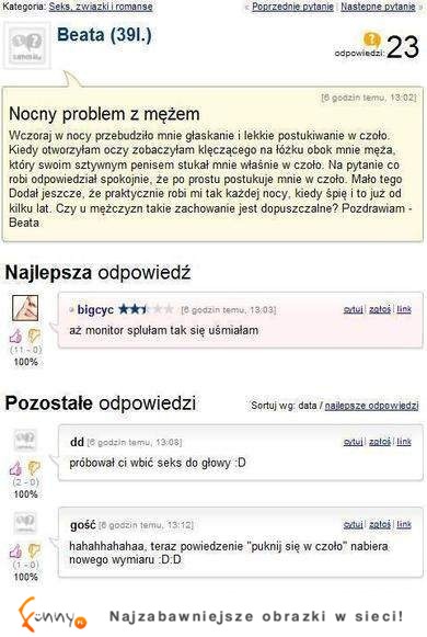 Problem z mężem. Podczas gdy ona śpi, od od paru lat regularnie.. :D