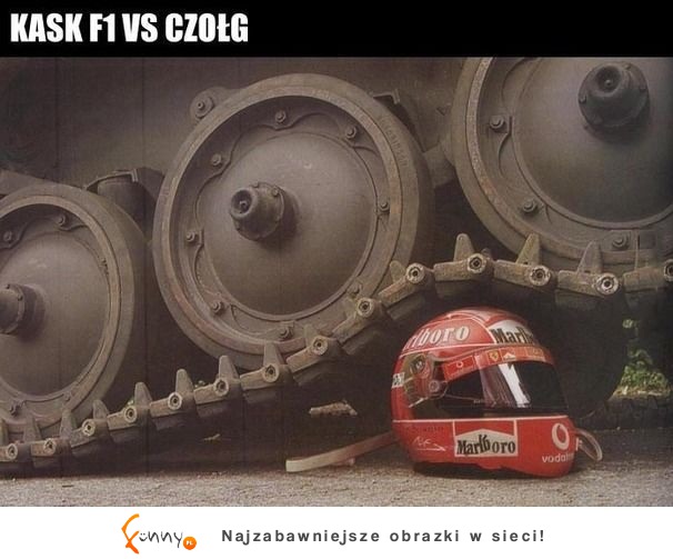 Kask F1 kontra czołg! Coś niesamowitego :D