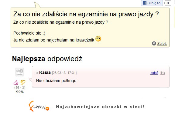 Za co niezdaliście na egzaminie prawo jazdy?