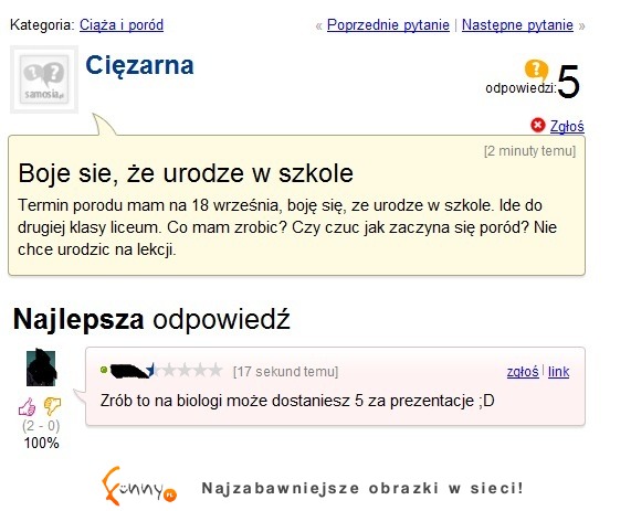 Boi się że urodzi w SZKOLE! Zobacz co jej doradzili na forum! :D