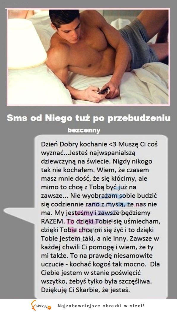 Taki SMS od faceta na PRZEBUDZENIE to MARZENIE. Zobacz jego treść! :)