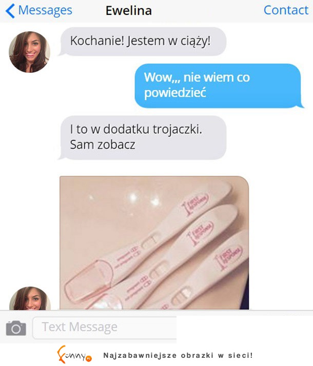 Kobieta cieszy sie, że będzie miała dziecko. A nawet trzy... ;O