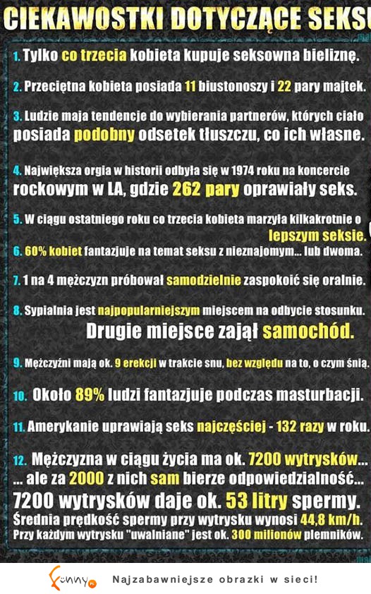 Ciekawostki dotyczące SEXU ;) Wiedziałeś o tym?