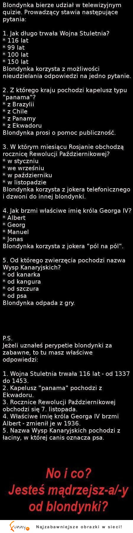 Blondynka bierze udział w telewizyjnym quizie- zobacz jak to się skończyło! :D