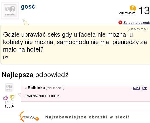 Zapytała publicznie gdzie można uprawiać SEX, ZOBACZ co jej odpisał, haha! :D