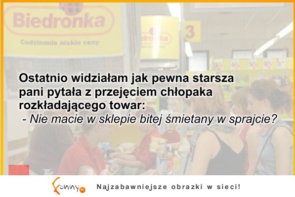 Chłopak rozkładający towar :D