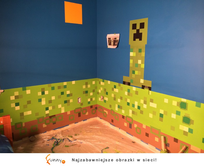 Matka zaprojektowa swojemu synowi pokój w stylu MINECRAFT, wow!