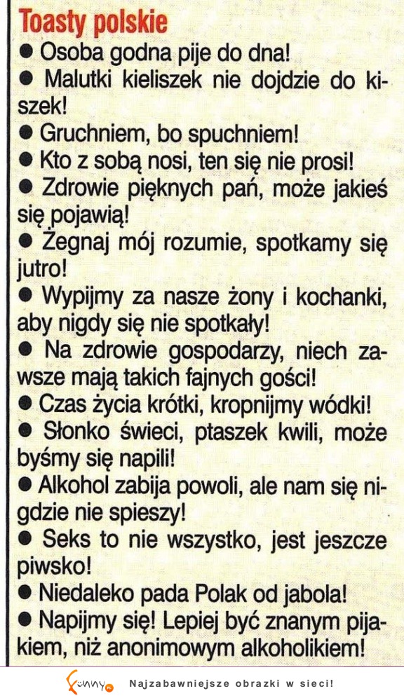 Zobacz polskie toasty - będzie okazja do picia, haha