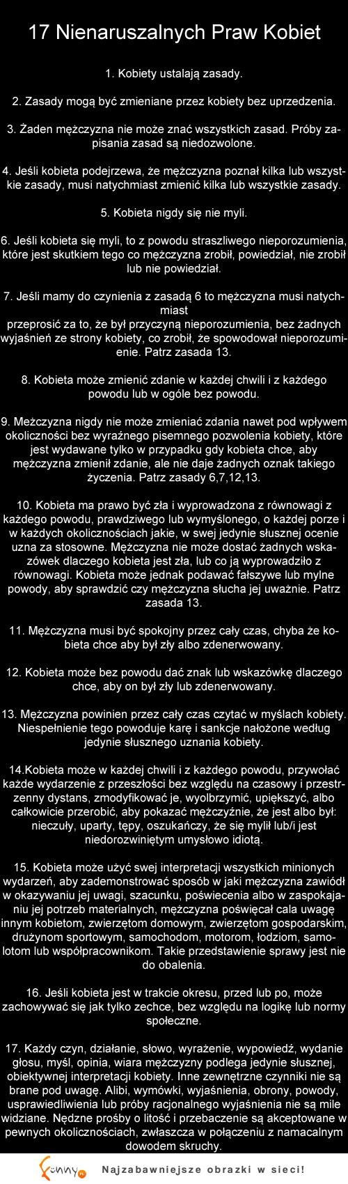 17 Nienaruszalnych praw KOBIET! 8 NAJLEPSZE! :D