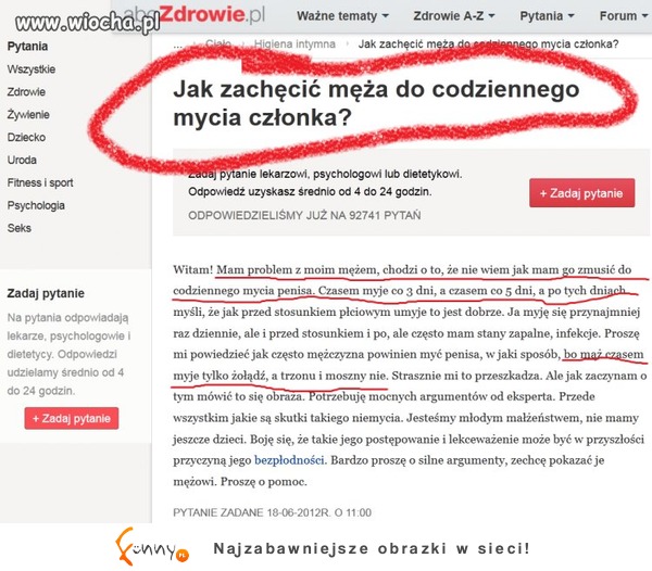 Jak zachęcić męża do codziennego mycia członka? :D Ma problem...