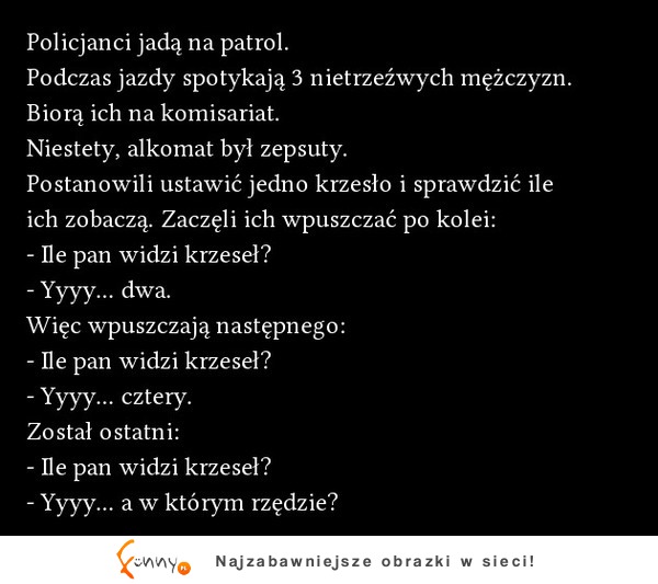 Policjanci jadą na patrol i spotykają 3 pijanych mężczyzn! DOBRE :D