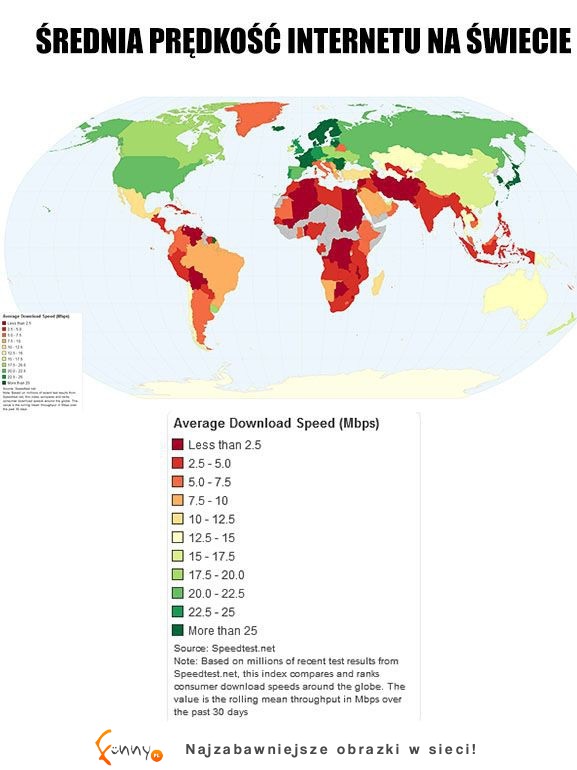 Mapa prędkości internetu na swiecie - zobacz ją!