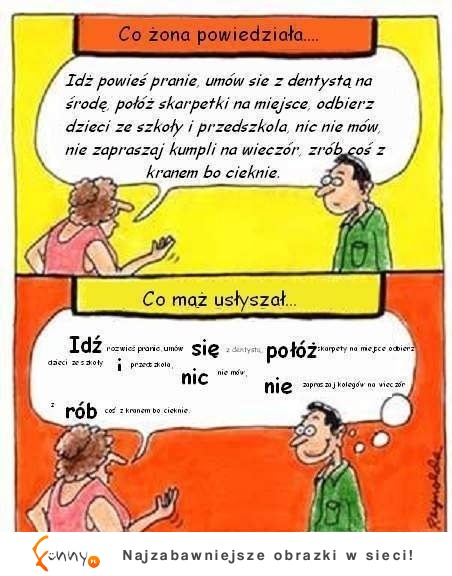 Co ŻONA  powiedziała vs Co MĄŻ usłyszał! HAHA dobre :D