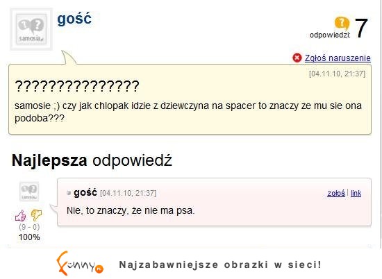 Dlaczego chłopak chce wyjść na spacer z dziewczyną? Wiesz? :D