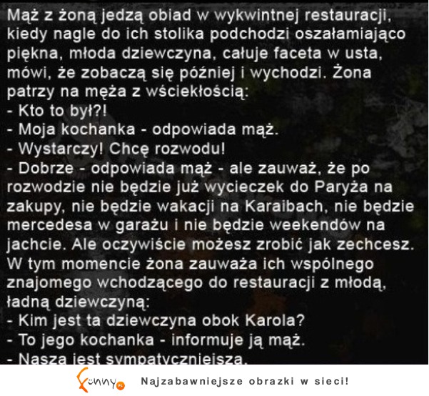 Mąż z żoną jedzą obiad w wykwintnej restauracji. Zobacz co się wydarzyło! :D