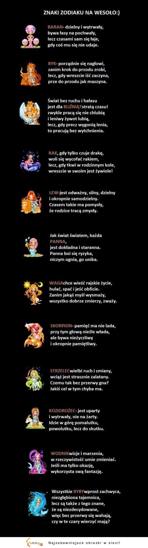 Znaki zodiaku na WESOŁO!  A jaki jest Twój znak , MOCNE