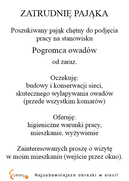 Ciekawe ogłoszenie :D Ciekawe, czy ktoś się zgłosi