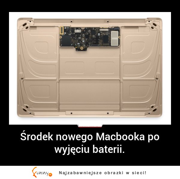 Środek nowego macbooka po wyjęciu baterii! :O