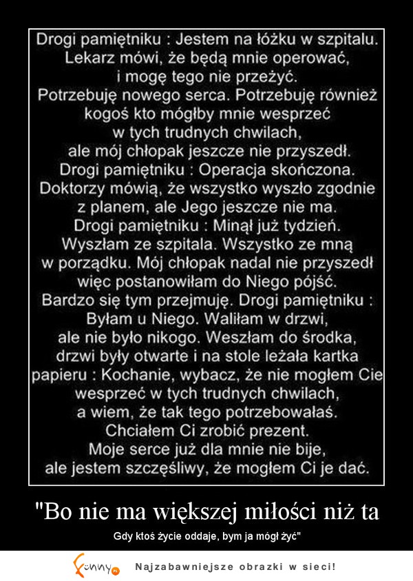 Poruszająca historia pewnej zakochanej pary... Przeczytaj do końca! :)