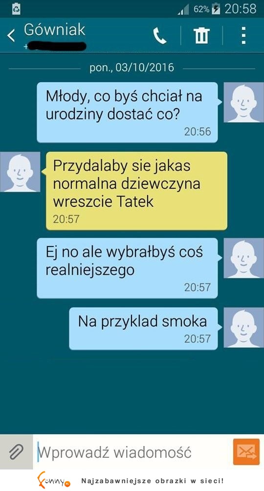 Beka! Zobacz jak ojciec zapisał syna w telefonie... i do tego się z niego nabija :D