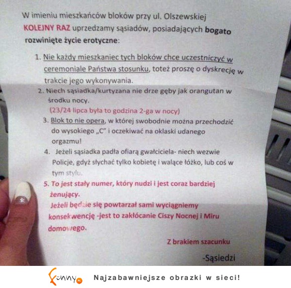 List od sąsiadów :D