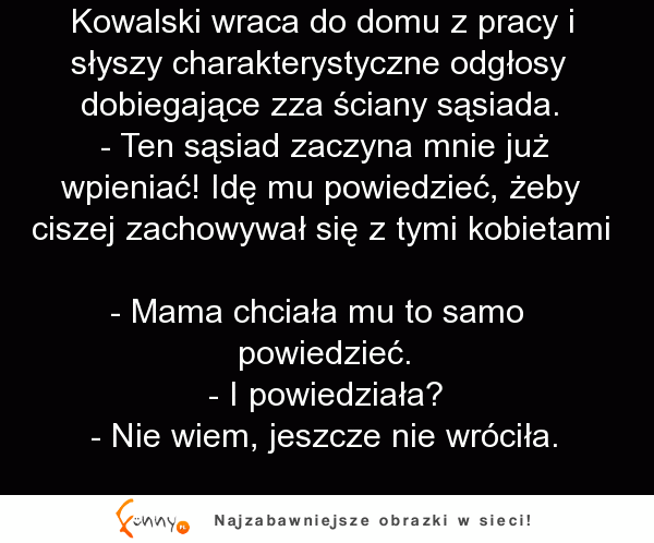 Klasycznie Kowalski wraca do domu z pracy i chce się w spokoju napić piwa, ale nie może bo za ścianą... HAHAHA