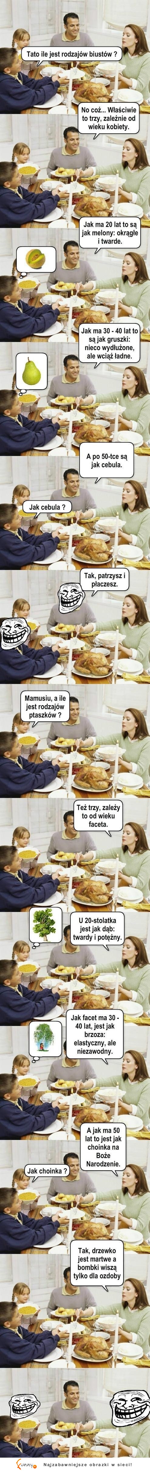 Rodzaje biustów i ptaszków - rozmowa przy śniadaniu :)