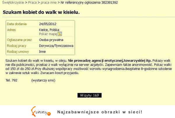 Oferta pracy: Szukam kobiet do walki w ... Jakieś chętne? :D