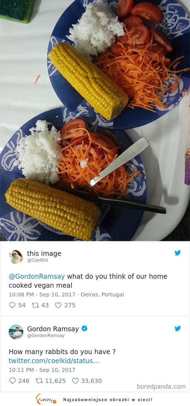 11 zabawnych tweetów - Gordon Ramsay ocenia nadesłane zdjęcia obiadów!