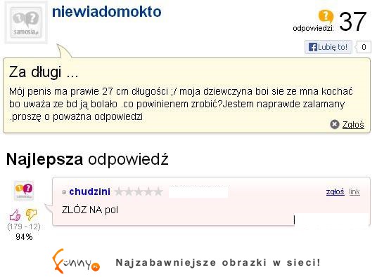 MEGA PROBLEM! JEGO członek ma 27cm długości!  Jego DZIEWCZYNA BOI się, że..... zobacz mistrzowską odpowiedź