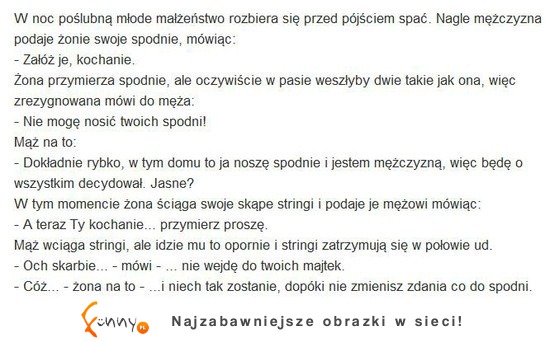 W noc poślubną młode małżeństwo rozbiera się przed pójściem spać :D