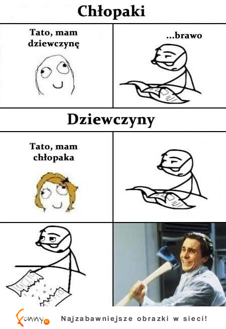 Jak reagujcie ojciec, gdy dowiaduje się czy chłopak albo dziewczyna są w związku, haha dobre! :D