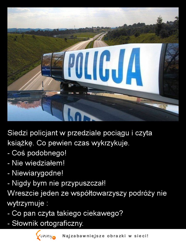 Kawał na dziś: W przedziale siedzi POLICJANT i czyta KSIĄŻKĘ- musisz zobaczyć zakończenie