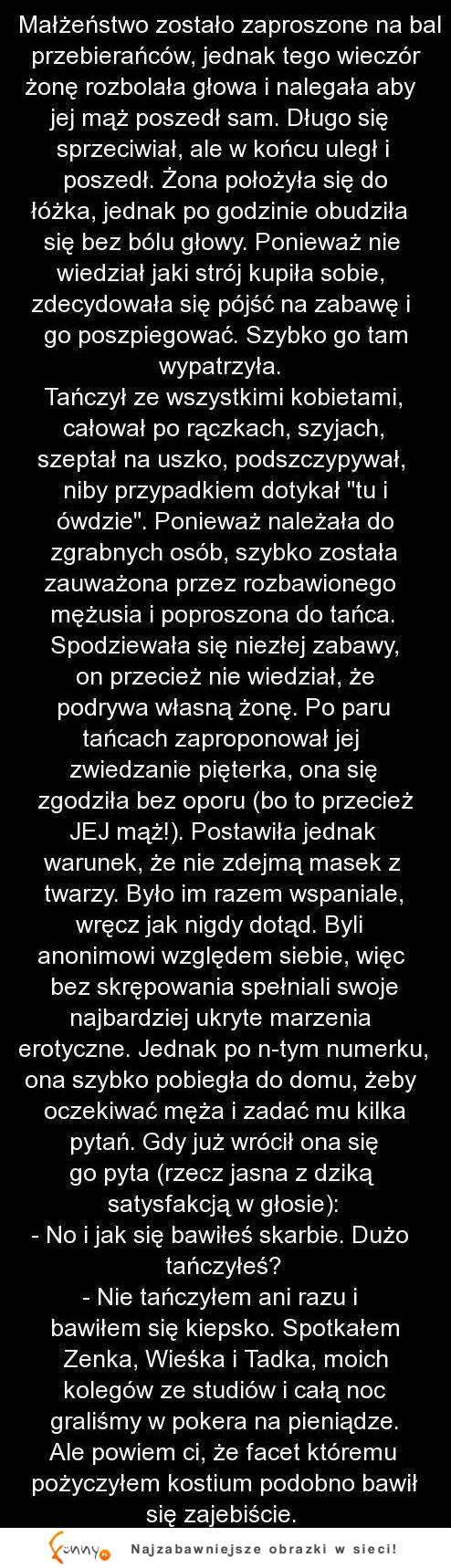 Przebiegła żona chciała SZPIEGOWAĆ swojego męża na balu przebierańców, zobacz co z tego wyszło, hahaha!