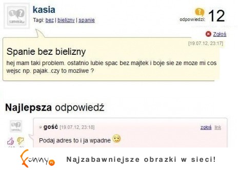 Spanie bez bielizny :D