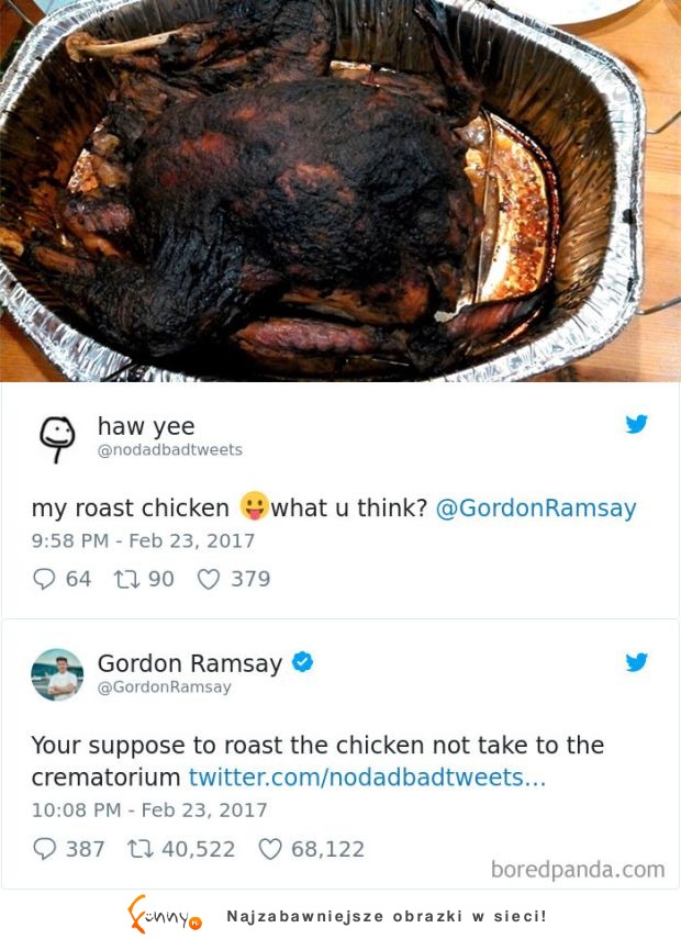 11 zabawnych tweetów - Gordon Ramsay ocenia nadesłane zdjęcia obiadów!