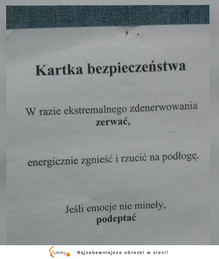 Kartka bezpieczeństwa