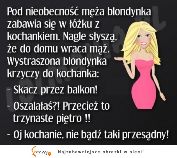 Blondynka leży z kochankiem w łóżku, aż tu nagle... SZOK!